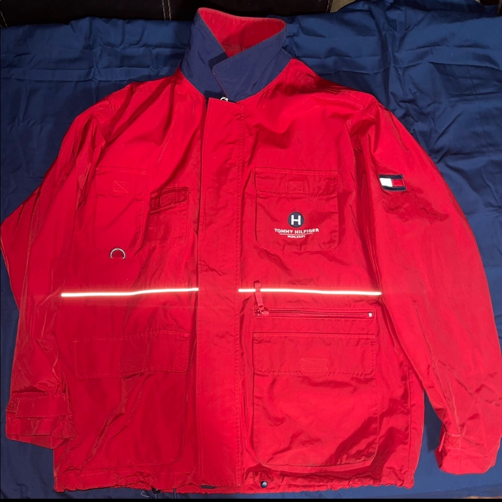 Tommy Hilfiger red windbreaker jacket vintage 90s classic retro xl adult men
